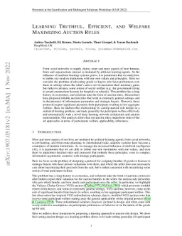 Learning Truthful, Efficient, and Welfare Maximizing Auction Rules