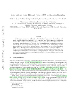 Gain with no Pain: Efficient Kernel-PCA by Nyström Sampling