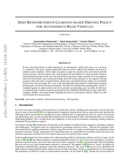 Deep Reinforcement-Learning-based Driving Policy for Autonomous Road
  Vehicles