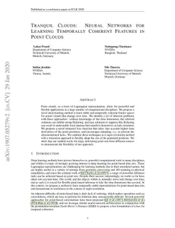 Tranquil Clouds: Neural Networks for Learning Temporally Coherent
  Features in Point Clouds