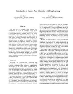 Introduction to Camera Pose Estimation with Deep Learning