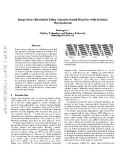 Image Super-Resolution Using Attention Based DenseNet with Residual
  Deconvolution