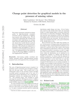 Change point detection for graphical models in the presence of missing
  values