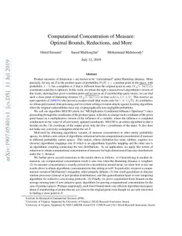 Computational Concentration of Measure: Optimal Bounds, Reductions, and
  More