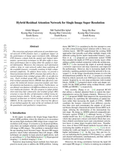 Hybrid Residual Attention Network for Single Image Super Resolution