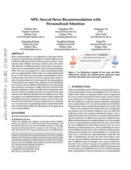 NPA: Neural News Recommendation with Personalized Attention