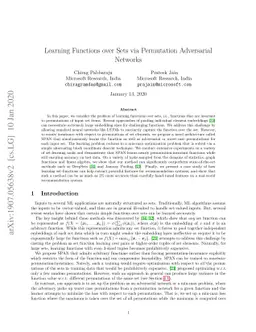 Learning Functions over Sets via Permutation Adversarial Networks