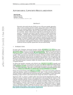 Adversarial Lipschitz Regularization