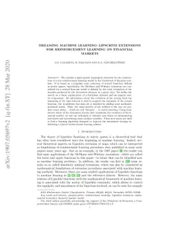 Dreaming machine learning: Lipschitz extensions for reinforcement
  learning on financial markets
