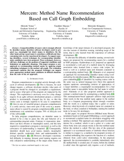 Mercem: Method Name Recommendation Based on Call Graph Embedding