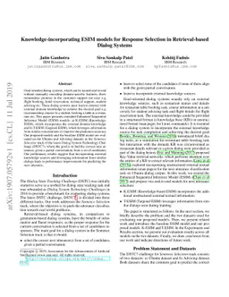 Knowledge-incorporating ESIM models for Response Selection in
  Retrieval-based Dialog Systems