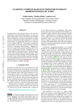 Learning Complex Basis Functions for Invariant Representations of Audio