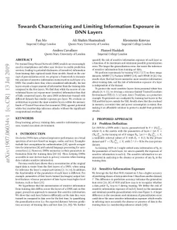 Towards Characterizing and Limiting Information Exposure in DNN Layers