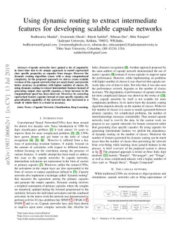 Using dynamic routing to extract intermediate features for developing
  scalable capsule networks