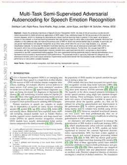 Multi-Task Semi-Supervised Adversarial Autoencoding for Speech Emotion
  Recognition