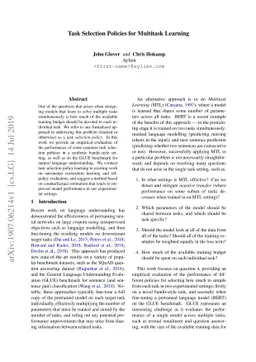 Task Selection Policies for Multitask Learning