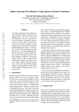 Simple Automatic Post-editing for Arabic-Japanese Machine Translation