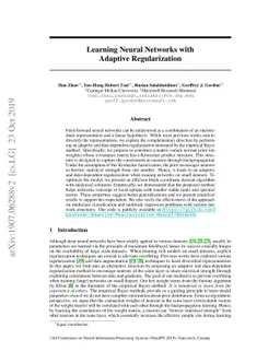 Learning Neural Networks with Adaptive Regularization