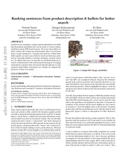 Ranking sentences from product description & bullets for better search