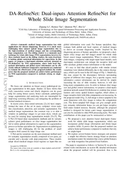 DA-RefineNet:A Dual Input Whole Slide Image Segmentation Algorithm Based
  on Attention