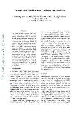 Facebook FAIR's WMT19 News Translation Task Submission