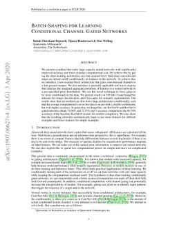 Batch-Shaping for Learning Conditional Channel Gated Networks