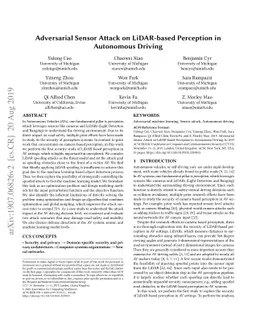 Adversarial Sensor Attack on LiDAR-based Perception in Autonomous
  Driving