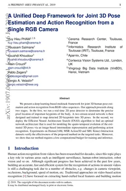 A Unified Deep Framework for Joint 3D Pose Estimation and Action
  Recognition from a Single RGB Camera