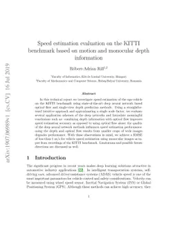 Speed estimation evaluation on the KITTI benchmark based on motion and
  monocular depth information