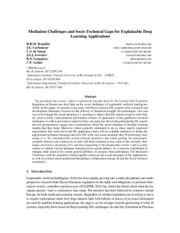 Mediation Challenges and Socio-Technical Gaps for Explainable Deep
  Learning Applications