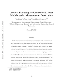 Optimal Sampling for Generalized Linear Models under Measurement
  Constraints