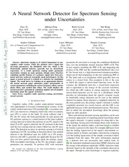A Neural Network Detector for Spectrum Sensing under Uncertainties