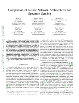 Comparison of Neural Network Architectures for Spectrum Sensing