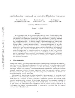 An Embedding Framework for Consistent Polyhedral Surrogates