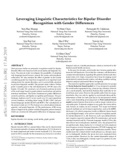 Leveraging Linguistic Characteristics for Bipolar Disorder Recognition
  with Gender Differences