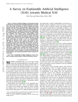 A Survey on Explainable Artificial Intelligence (XAI): Towards Medical
  XAI