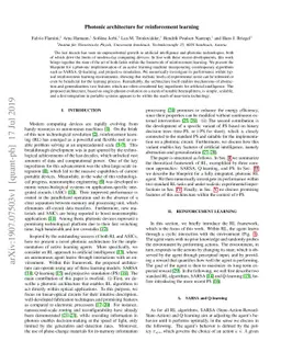 Photonic architecture for reinforcement learning