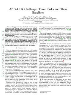AP19-OLR Challenge: Three Tasks and Their Baselines