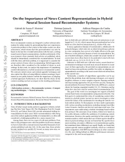 On the Importance of News Content Representation in Hybrid Neural
  Session-based Recommender Systems