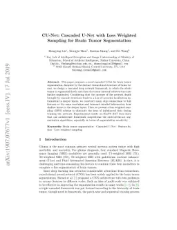 CU-Net: Cascaded U-Net with Loss Weighted Sampling for Brain Tumor
  Segmentation