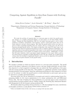 Competing Against Equilibria in Zero-Sum Games with Evolving Payoffs