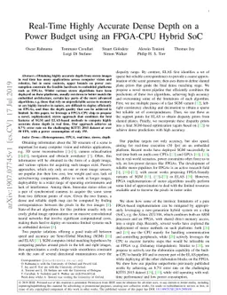 Real-Time Highly Accurate Dense Depth on a Power Budget using an
  FPGA-CPU Hybrid SoC