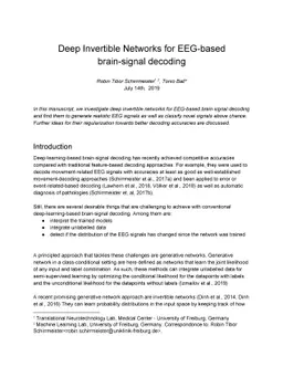 Deep Invertible Networks for EEG-based brain-signal decoding