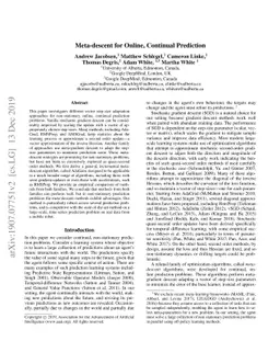 Meta-descent for Online, Continual Prediction