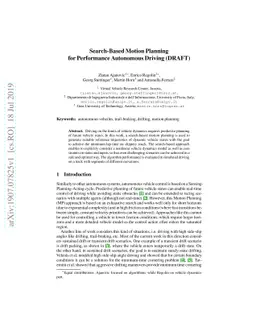 Search-Based Motion Planning for Performance Autonomous Driving