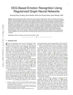 EEG-Based Emotion Recognition Using Regularized Graph Neural Networks