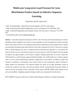 Multi-year Long-term Load Forecast for Area Distribution Feeders based
  on Selective Sequence Learning