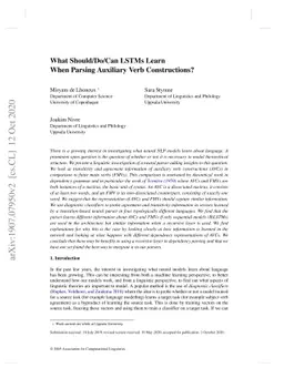 What Should/Do/Can LSTMs Learn When Parsing Auxiliary Verb
  Constructions?