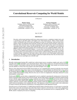 Convolutional Reservoir Computing for World Models