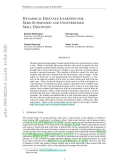 Dynamical Distance Learning for Semi-Supervised and Unsupervised Skill
  Discovery